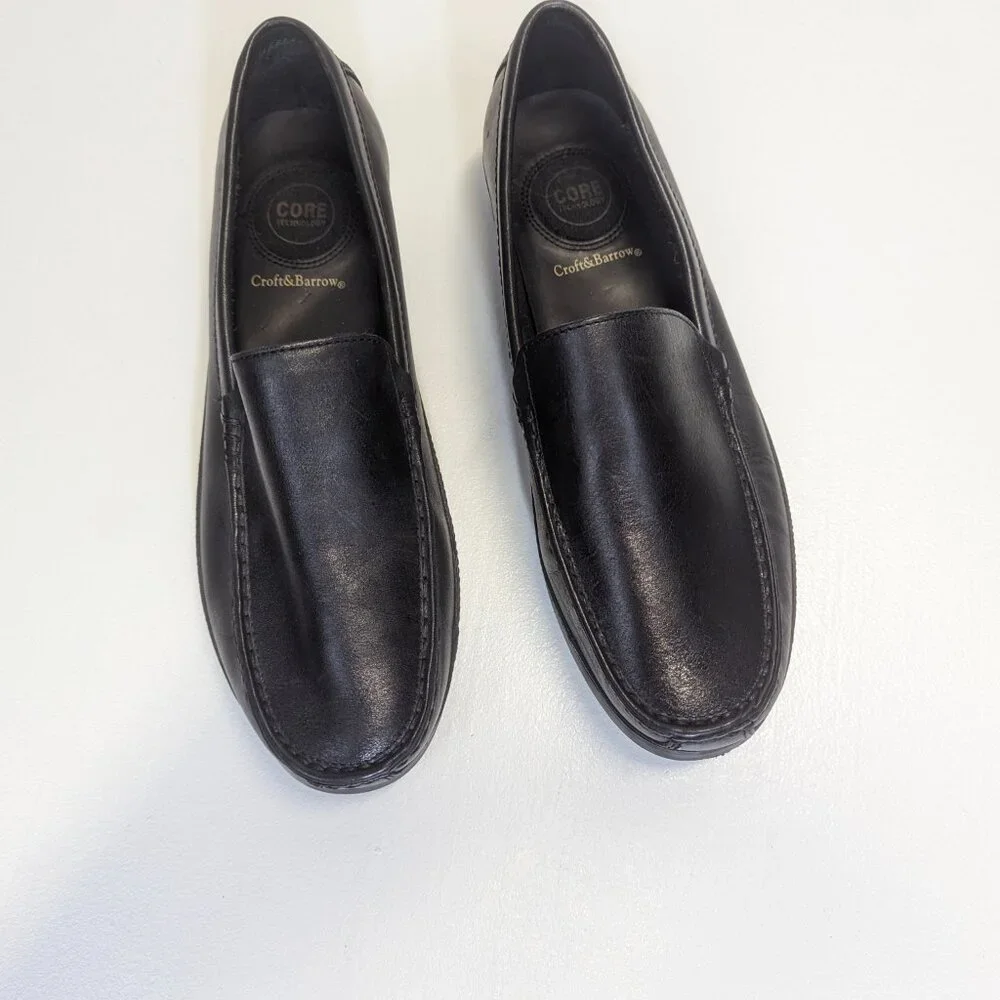 Croft & Barrow Men's Black Leather Loafers Size 10